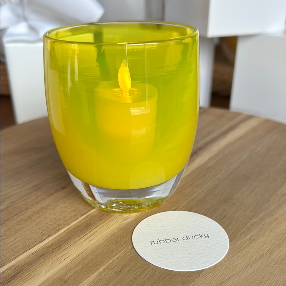 Glassybaby “Rubber Ducky” Yellow, First, Triskelion Votive 🐥💛